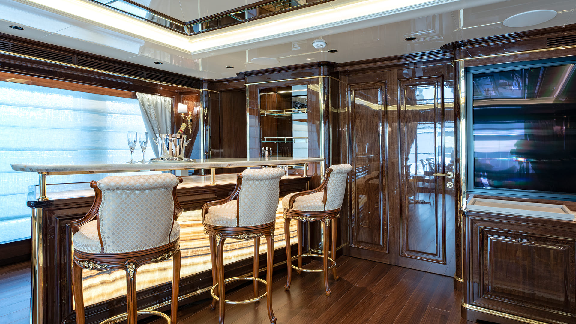 Luxury yacht bar