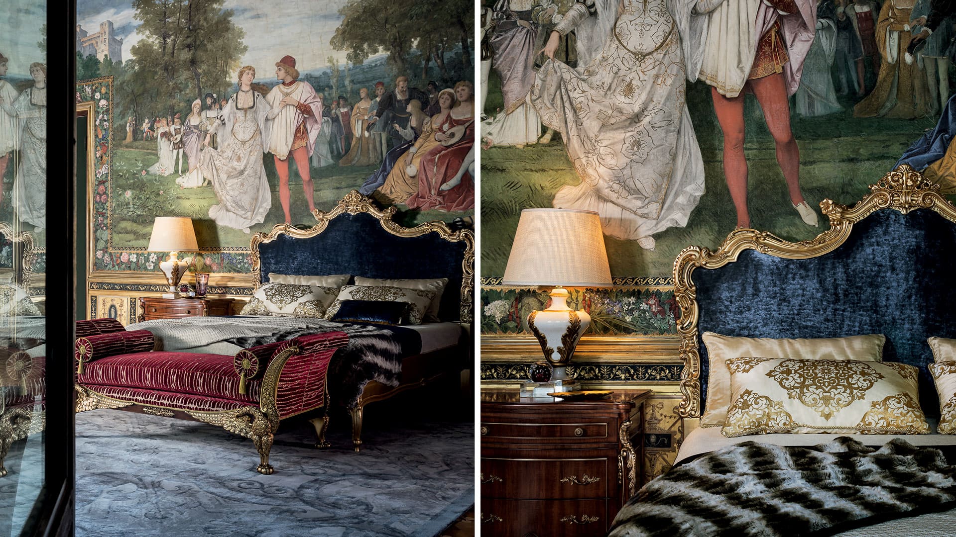 camera da letto barocco dettagli