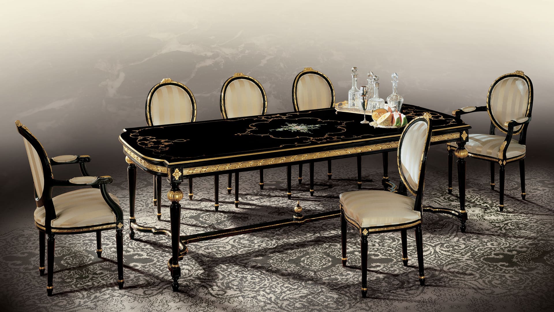 tavolo decorato nero