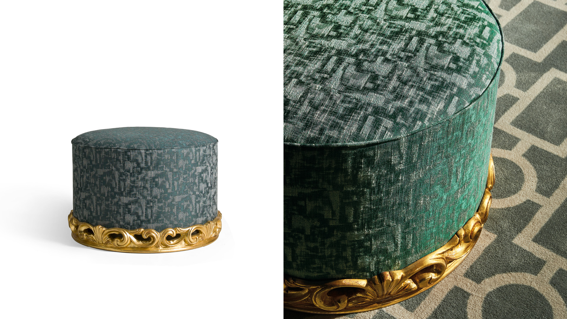 pouf rotondo barocco