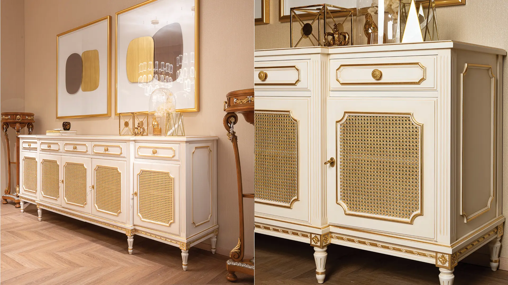 credenza paglia di vienna fianco