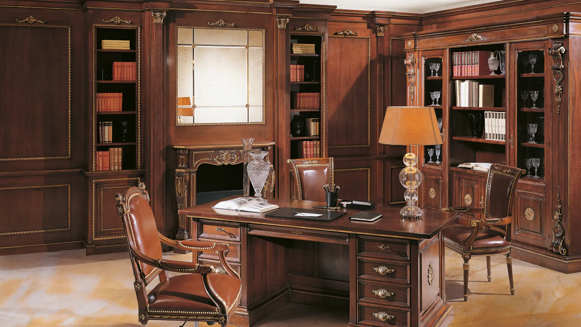 classic boiserie fireplace office side
