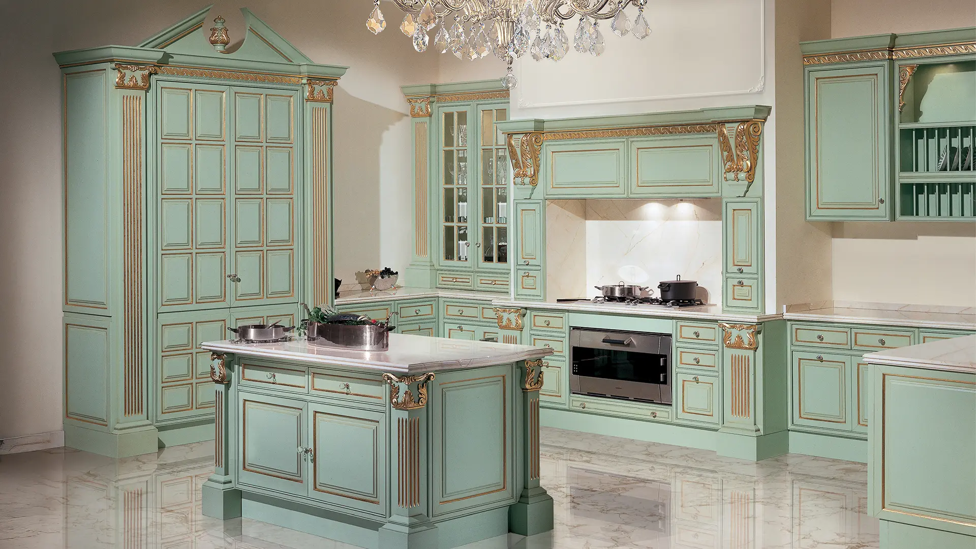 cucina impero verde oro