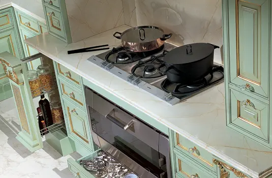 cucina impero verde oro forno