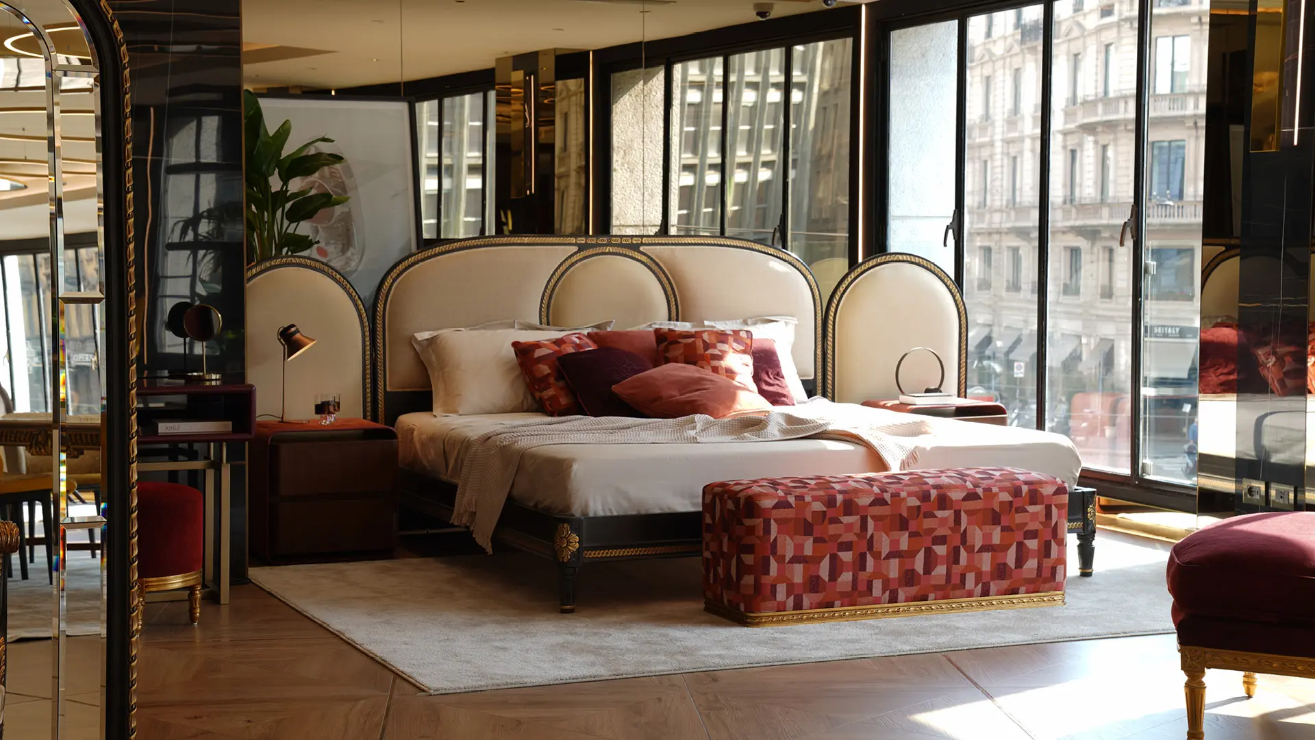 classic bed with panels ambient